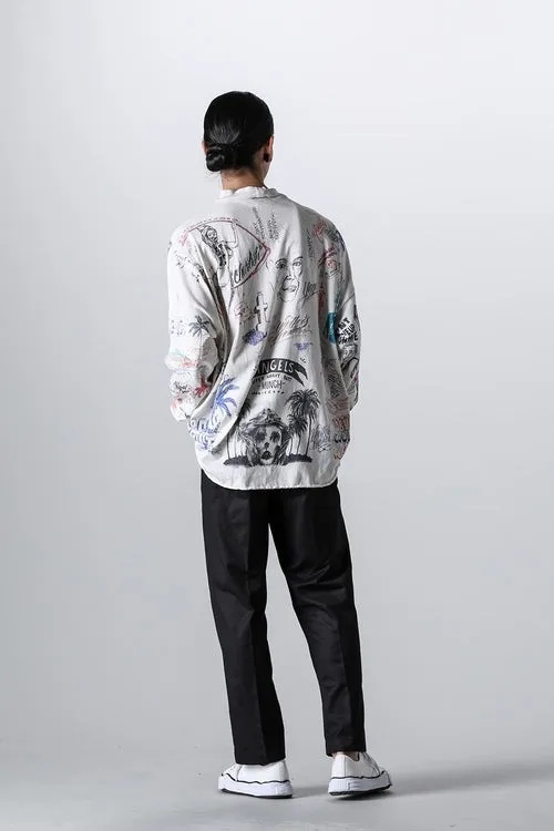 SAINT Mxxxxxx × BORNXRAISED BR_LS TEE/LA/WHT Latest co-branded model LA diamond all-over long sleeves off-white S-XL Super heavy work started in February and lasted three months Super complex 36 sets of screens Outlined pictures make you doubt your life Super perfect reproduction of printing Genuine Czech diamonds Pressure-free reproduction